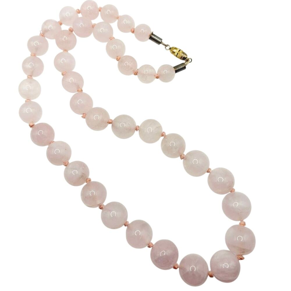 Rose Quartz 12mm Beads Large Necklace 24” Long